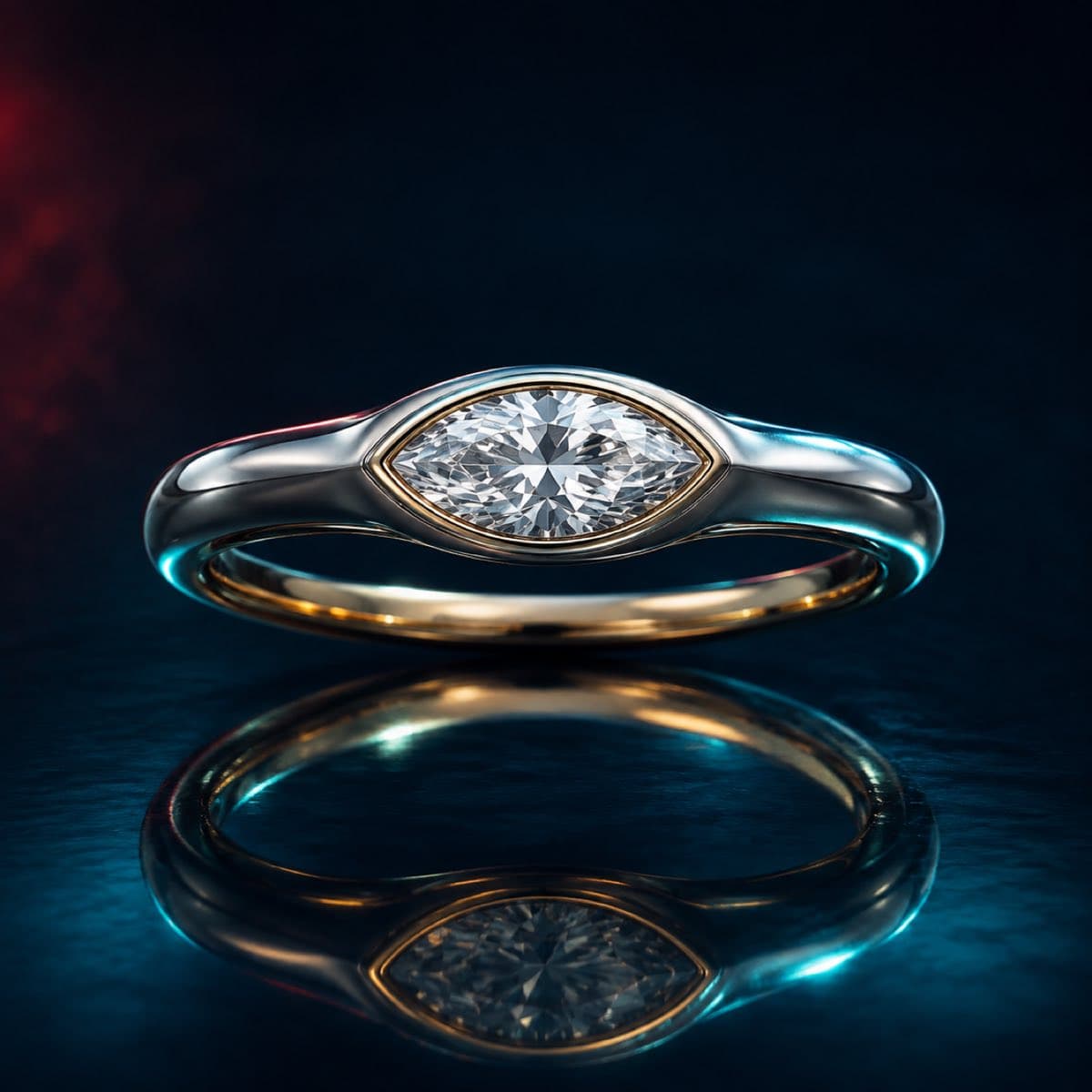 Marquise Bezel Dual-Tone Ring